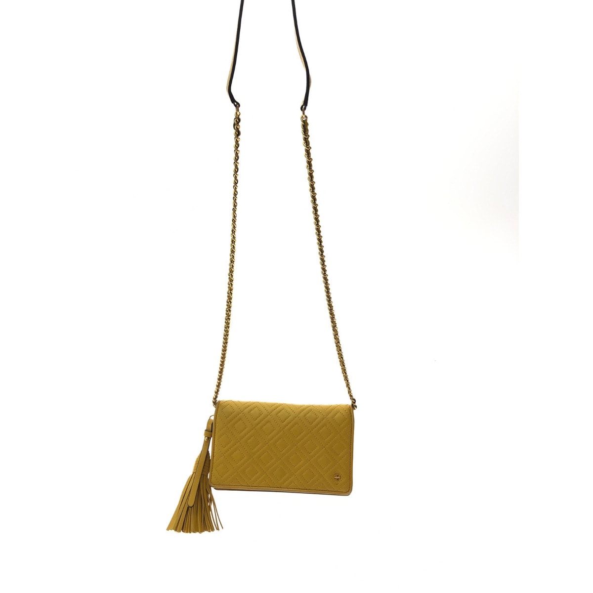 ▼▼TORY BURCH トリーバーチ レディース チェーン ショルダーウォレット キルティング タッセル イエロー
