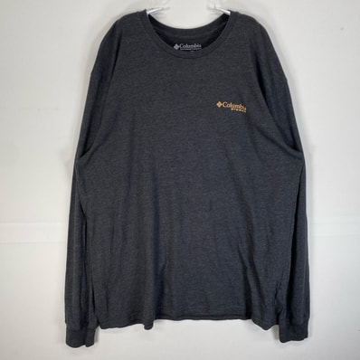 古着 コロンビア Columbia 長袖Tシャツ PHG ハンティング ロゴ 大きいサイズ XL ダークグレー系 両面プリント メンズ