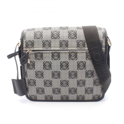 ロエベ LOEWE アナグラム ショルダーバッグ バッグ PVCコーティングキャンバス レザー レディース グレー系 / ブラック系 【中古】