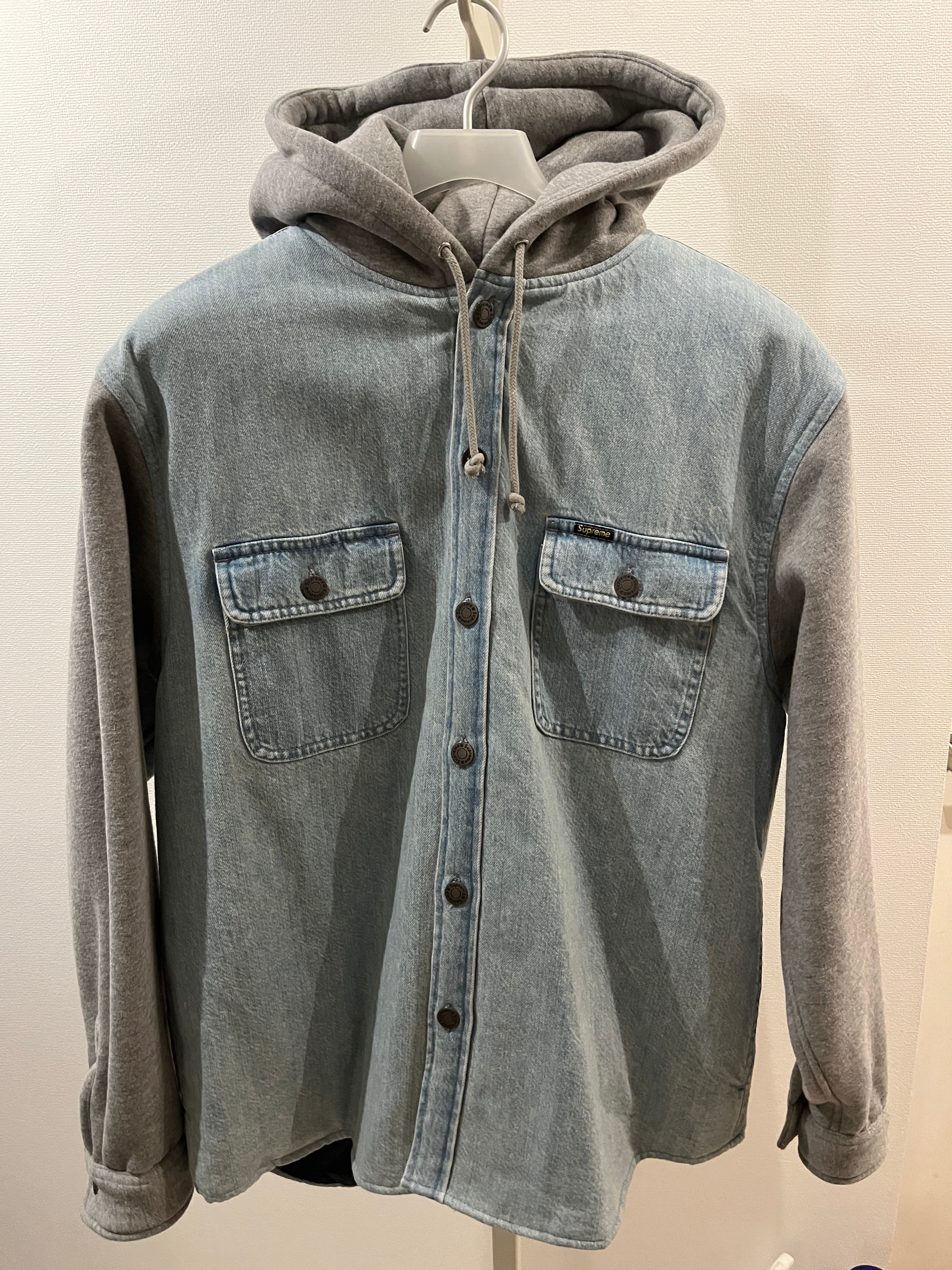 Supreme Fleece Hooded Denim Shirt "Blue"