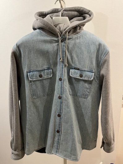 Supreme Fleece Hooded Denim Shirt "Blue"
