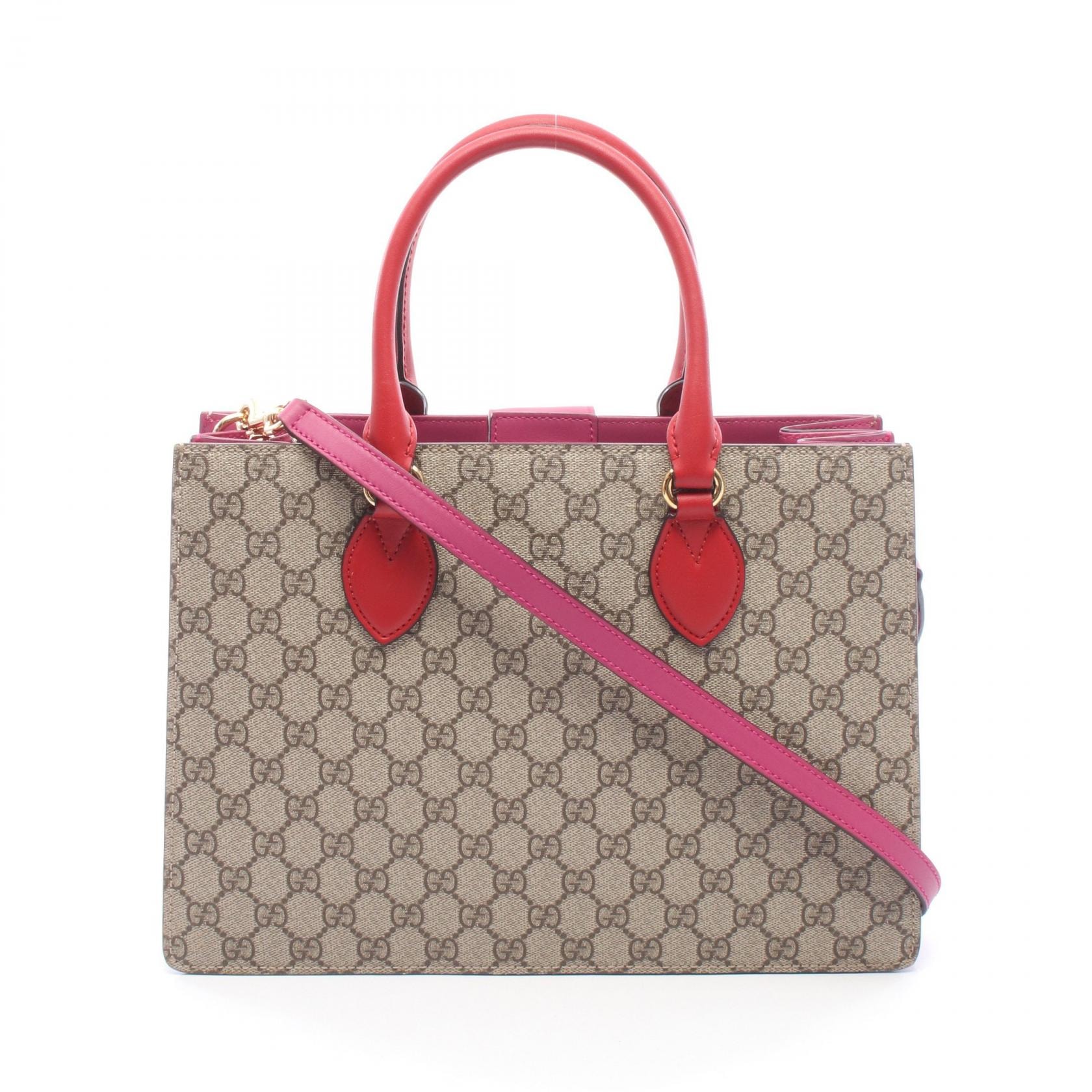 グッチ GUCCI GGスプリーム 2WAY ハンドバッグ バッグ PVCコーティングキャンバス レザー レディース ベージュ系 / ブラウン系 / マルチカラー 409531 【中古】