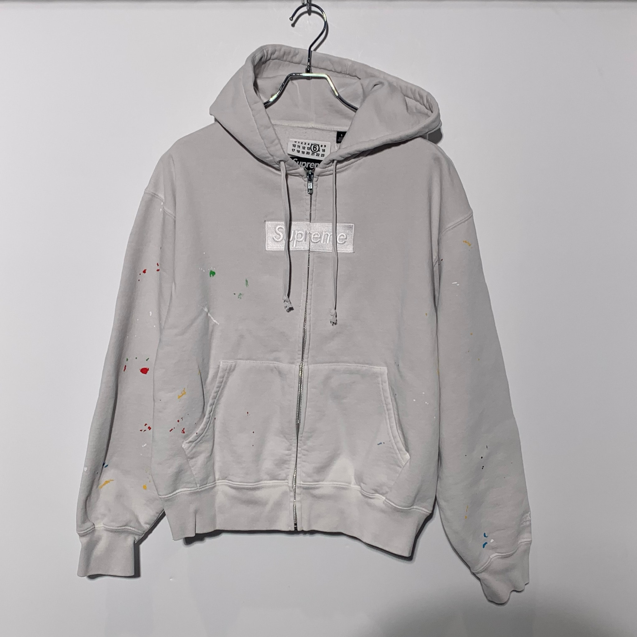 Supreme x MM6 Maison Margiela Box Logo Zip Up Hooded Sweatshirt "White"
