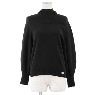 シャネル P71567 ニット フェイクレイヤード カシミヤブレンド ニット レディース ブラック 38 CHANEL