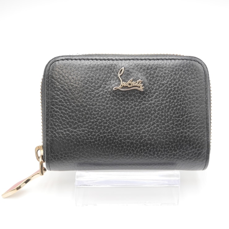 Christian Louboutin(クリスチャンルブタン)パネトーネ コインケース ラウンドファスナー ブラック レザー レッド ゴールド金具 レディース【中古】