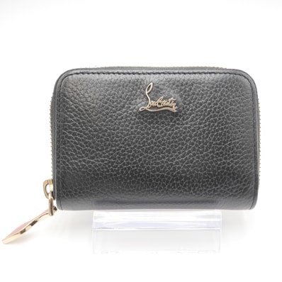 Christian Louboutin(クリスチャンルブタン)パネトーネ コインケース ラウンドファスナー ブラック レザー レッド ゴールド金具 レディース【中古】