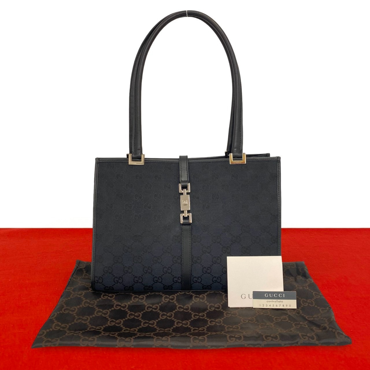 GUCCI グッチ ジャッキー GG ロゴ 柄 キャンバス レザー ショルダーバッグ ブラック
72970