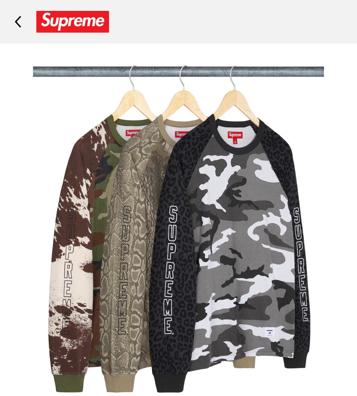 Supreme Wildlife Camo Raglan L/S Top "Snow Camo"