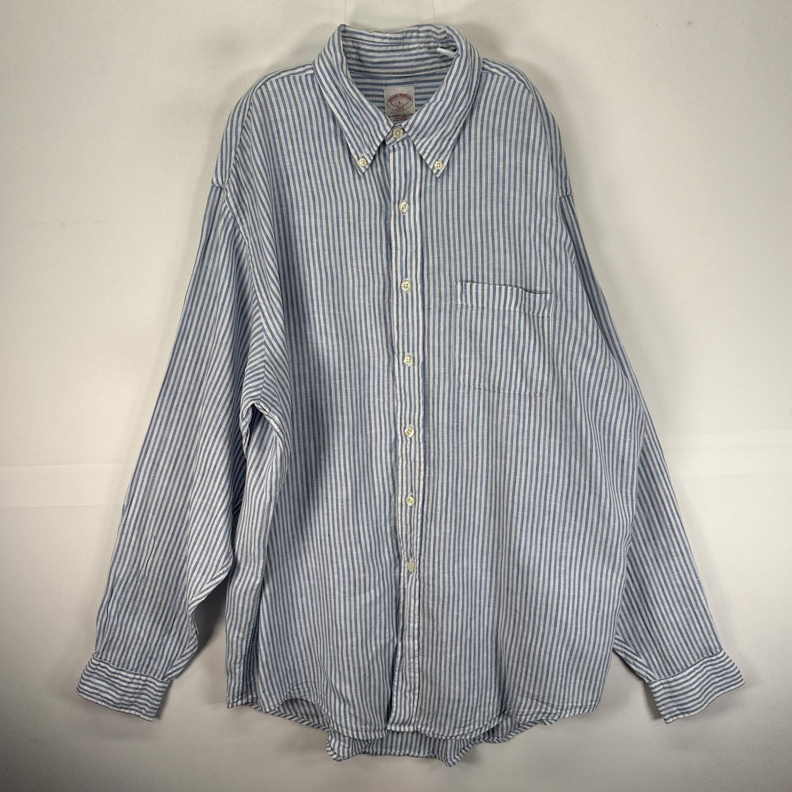 古着 ブルックスブラザーズ Brooks Brothers 長袖シャツ ボタンダウン L  ブルー系 ストライプ メンズ