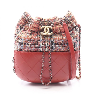 シャネル CHANEL ガブリエル ドゥ 巾着 ショルダーバッグ バッグ ファブリック レザー レディース ボルドー系 / マルチカラー 【中古】