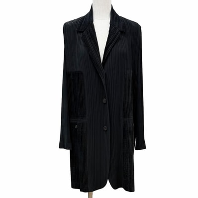 極美品 イッセイミヤケ コート ブラック レディース M IM74-FD916