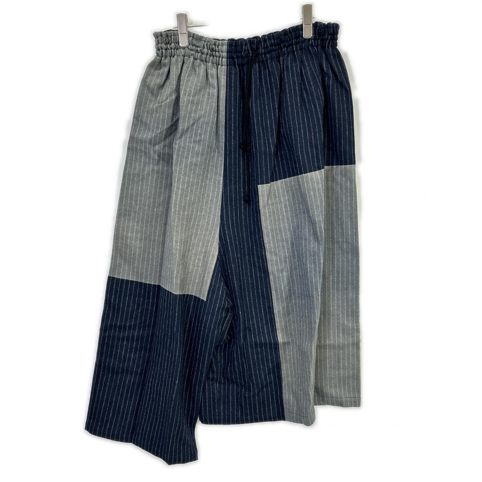 ワイズ YC-P04-115 ネイビー×グレー ストライプ サルエルパンツ 1