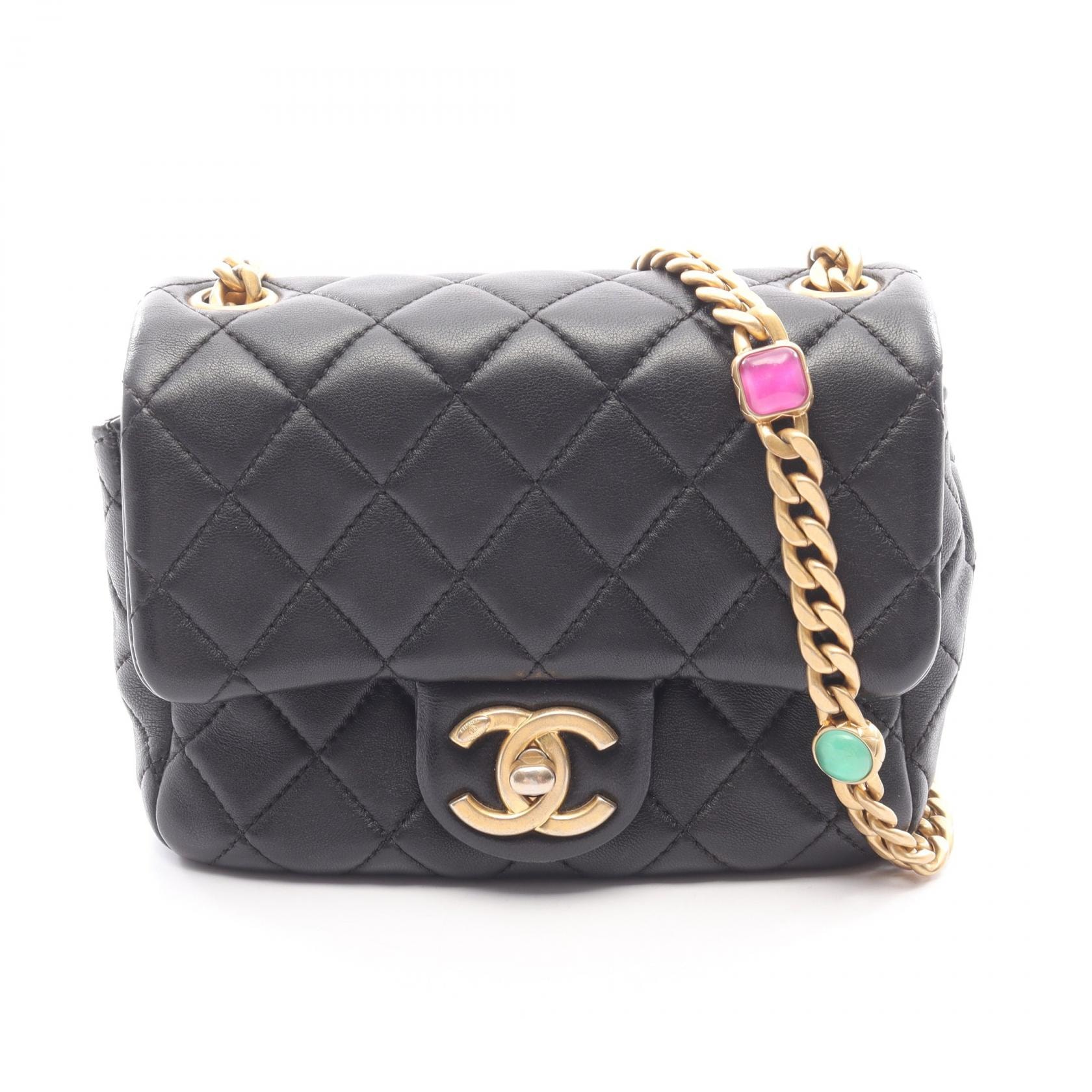 シャネル CHANEL ミニ ショルダーバッグ バッグ ラムスキン(羊革) レディース ブラック系 AS2379 【中古】