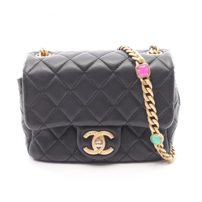 シャネル CHANEL ミニ ショルダーバッグ バッグ ラムスキン(羊革) レディース ブラック系 AS2379 【中古】