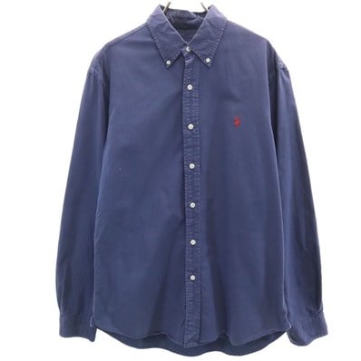 RALPH LAUREN ラルフローレン 長袖 ボタンダウンシャツ L ネイビー系 SLIM FIT