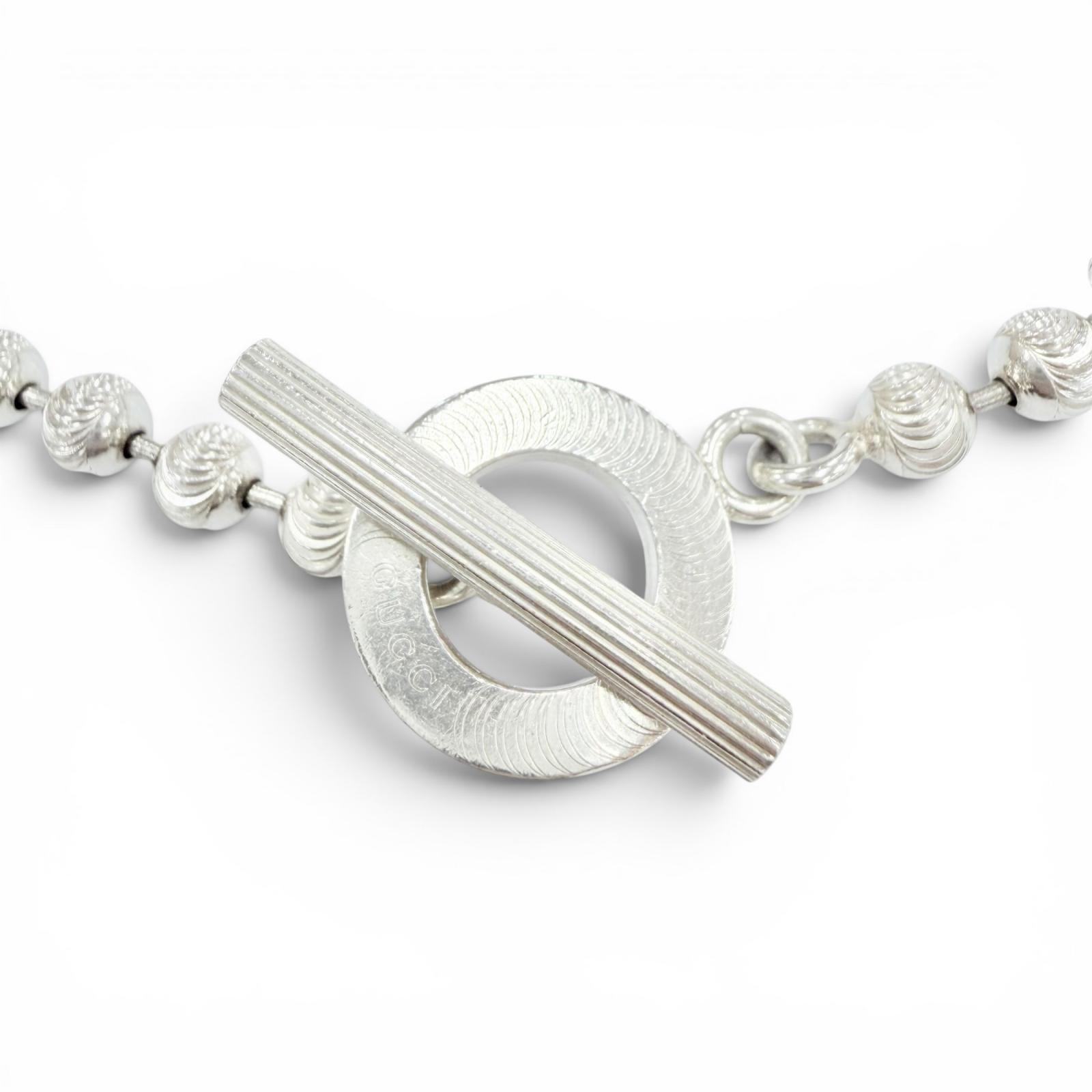 美品 グッチ ネックレス ボールチェーン Lサイズ シルバー 602736