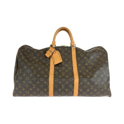 LOUIS VUITTON ルイヴィトン モノグラム キーポル55 ブラウン ゴールド金具 PVC レザー/ ボストンバッグ 旅行バッグ 1-0296121 【中古】
