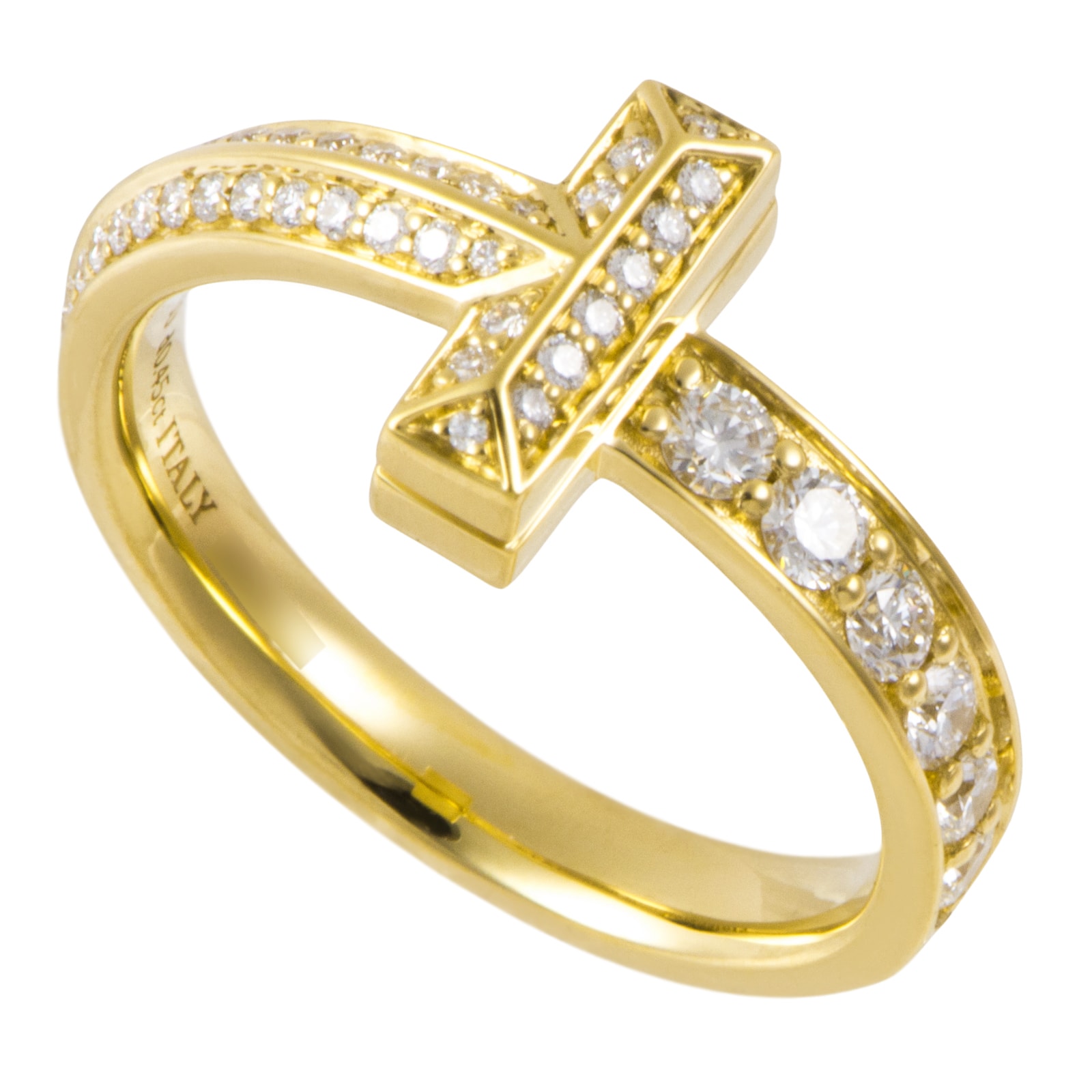 TIFFANY&Co. ティファニー ティファニーT Tワン ナロー リング 指輪 12号 K18YG ダイヤモンド ゴールド【中古】