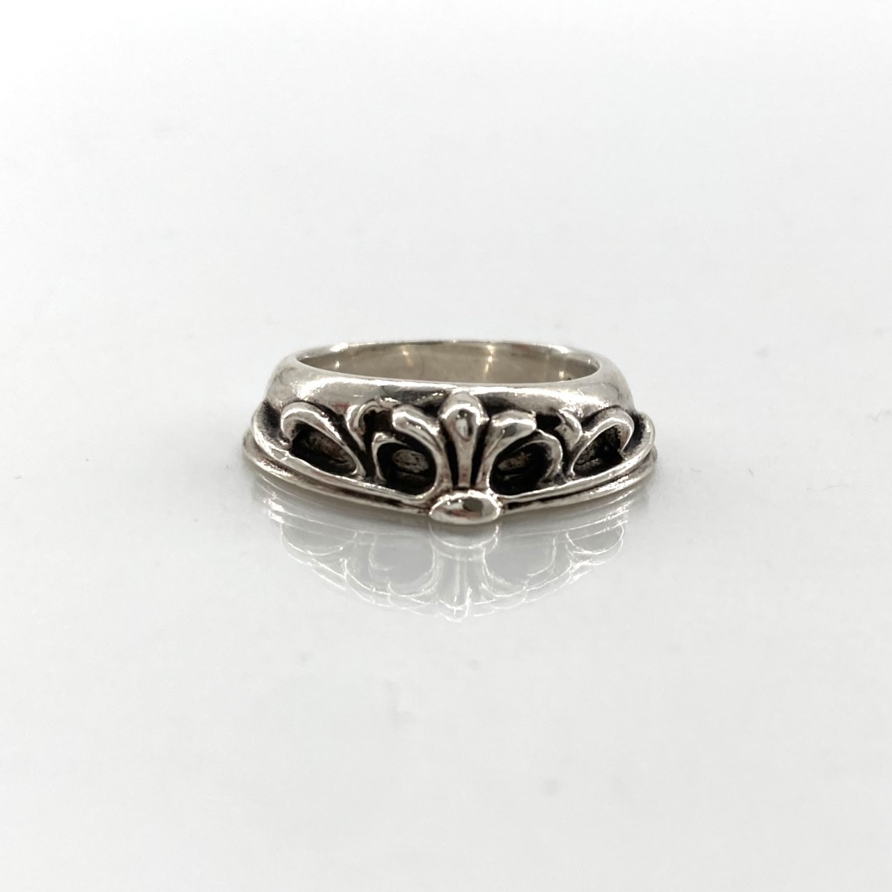 CHROME HEARTS(クロムハーツ) HALF CLSC FLRL CRS ハーフクラシックフローラルクロス SV925 #11号 リング・指輪 7.04g シルバー