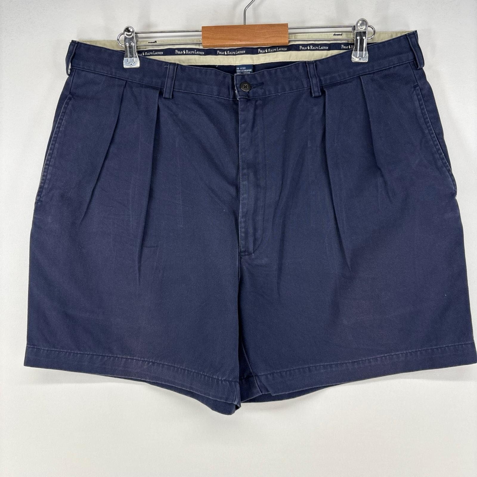 古着 ポロ・ラルフローレン POLO RALPH LAUREN ショートパンツ チノパン ツータック ジップ ハーフパンツ ポロチノ w40 ネイビー メンズ