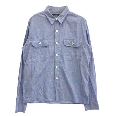 HYSTERIC GLAMOUR ヒステリックグラマー 長袖シャツ 0203AH05 クロスボーンストライプ 長袖 ワークシャツ ブルー系 M【中古】