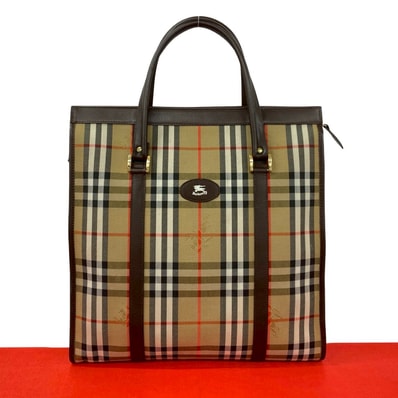 BURBERRY バーバリー ノバチェック シャドーホース キャンバス レザー トートバッグ ベージュ
38339