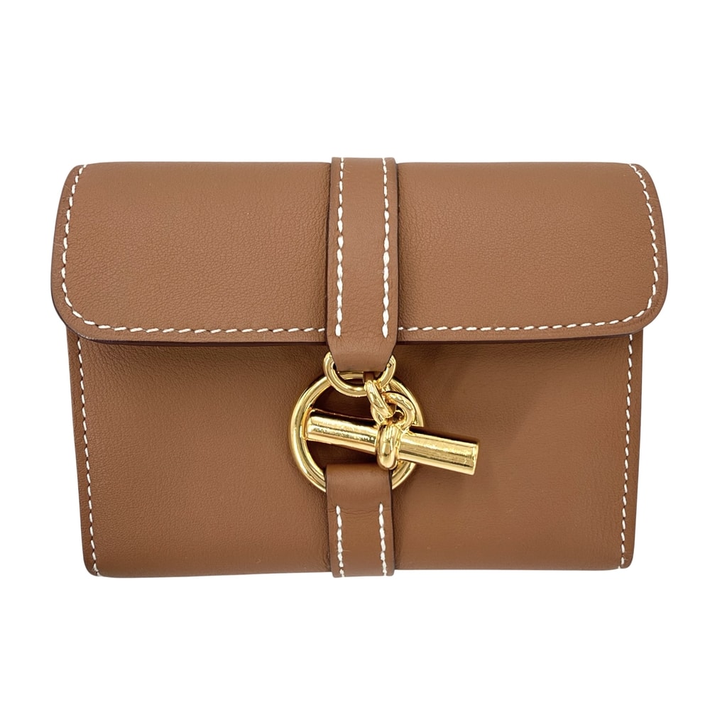 HERMES エルメス コインケース グレナンコンパクト 小銭入れ 小物 財布 K刻印 レザー ブラウン 茶 ゴールド金具 メンズ 美品 2025年【中古品】