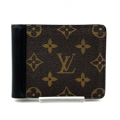 LOUIS VUITTON(ルイ・ヴィトン)ポルトフォイユ・ミュルティプル モノグラム・マカサー 二つ折り財布 ウォレット ブラック メンズ made in France【中古】