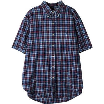 古着 ラルフローレン Ralph Lauren CLASSIC FIT クラシックフィット 半袖 ボタンダウン チェックシャツ メンズL相当/eaa477566