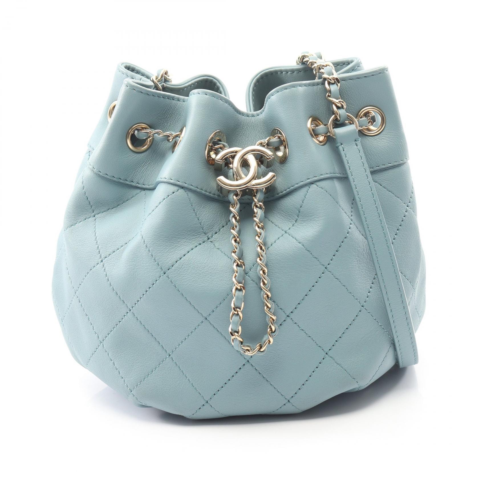 シャネル CHANEL マトラッセ ドローストリング ショルダーバッグ バッグ ラムスキン(羊革) レディース グリーン系 【中古】