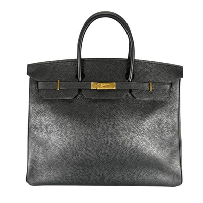 HERMES エルメス ハンドバッグ バーキン35 ゴールド金具 トリヨン ブラック 黒 ゴールド金具 レディース 美品 1990年【中古品】