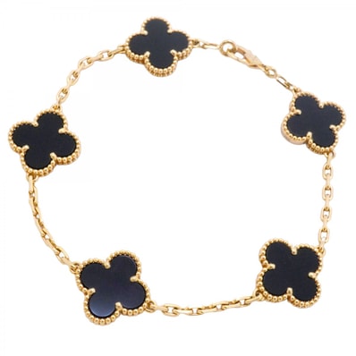 【6jdb0015】ヴァンクリーフ&アーペル ブレスレット ヴィンテージ アルハンブラ 5モチーフ K18YG イエローゴールド オニキス ブラック【中古】レディース