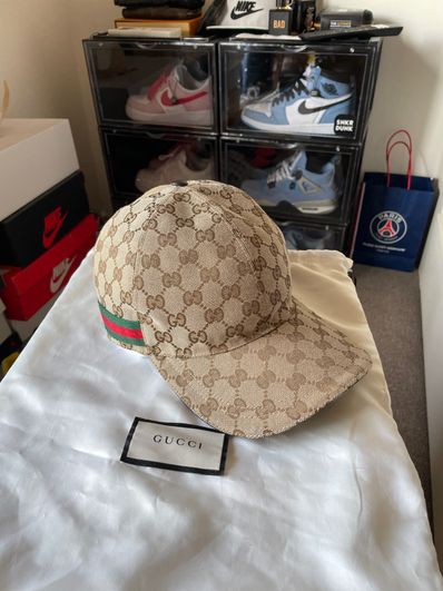 GUCCI Original GG Canvas Baseball Hat With Web "Beige/Ebony"