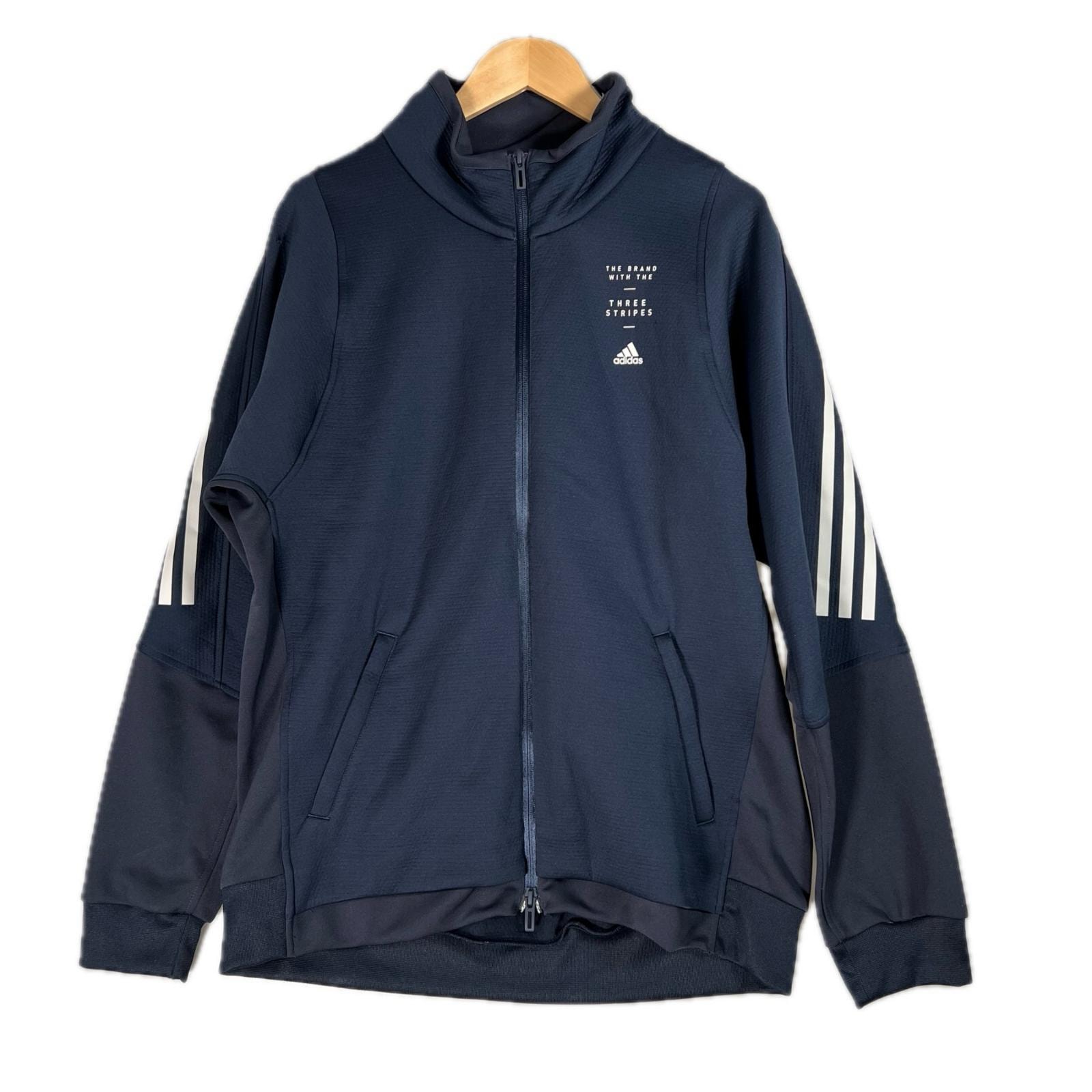 adidas アディダス ワンポイント 秋冬 AW トラックジャケット ポリエステル/ポリウレタン ネイビー レディース XL【古着】【中古】