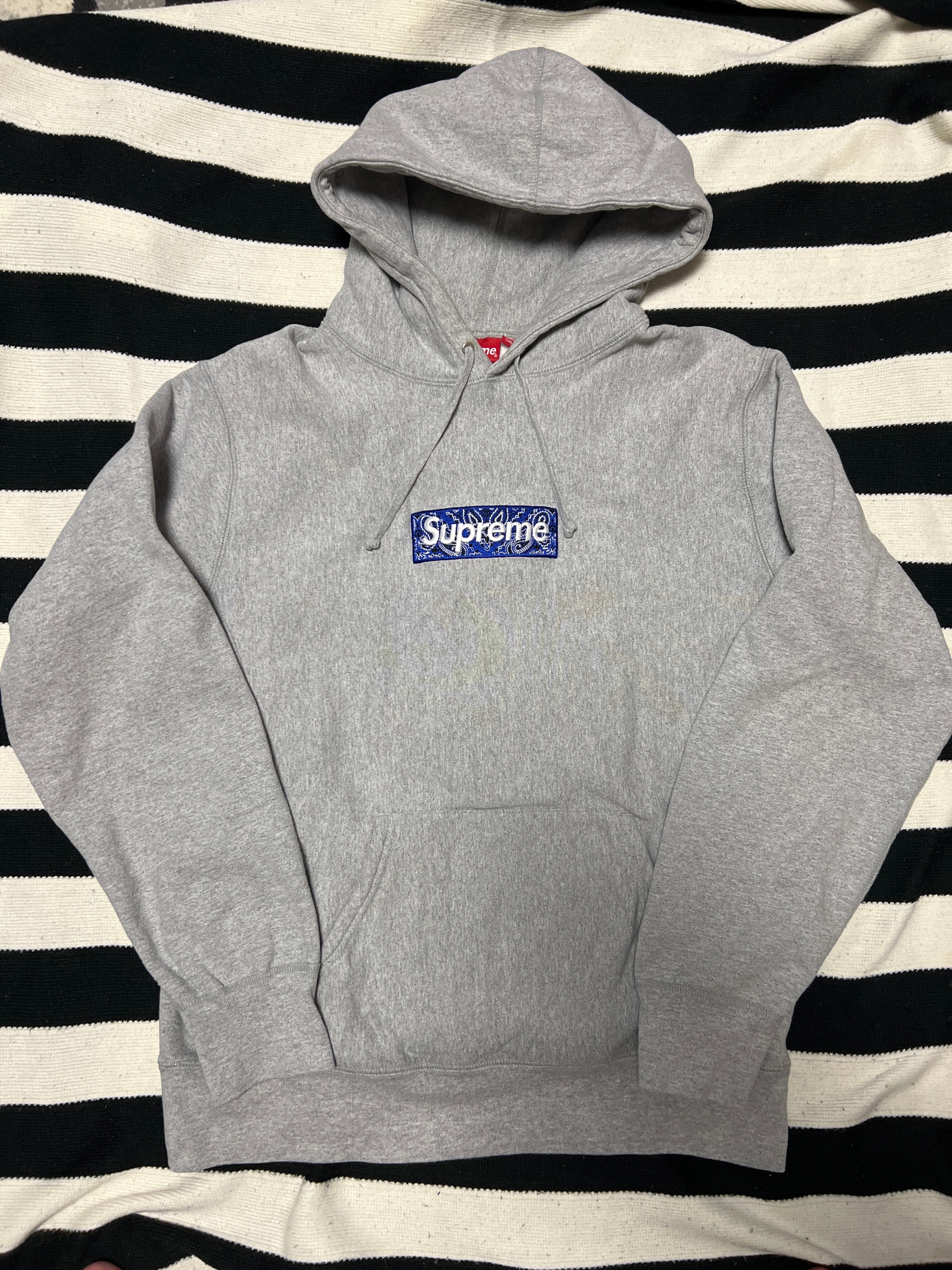 Supreme Bandana Box Logo Hooded Sweatshirt "Grey"