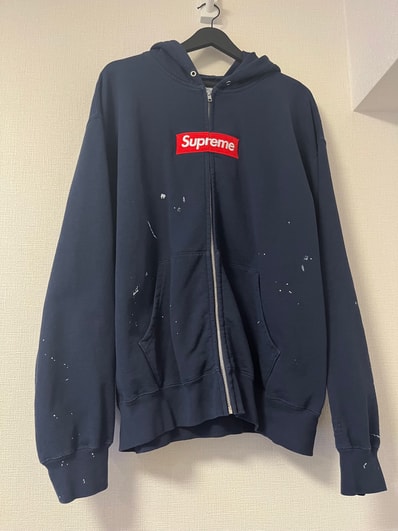 Supreme x MM6 Maison Margiela Box Logo Zip Up Hooded Sweatshirt "Navy"