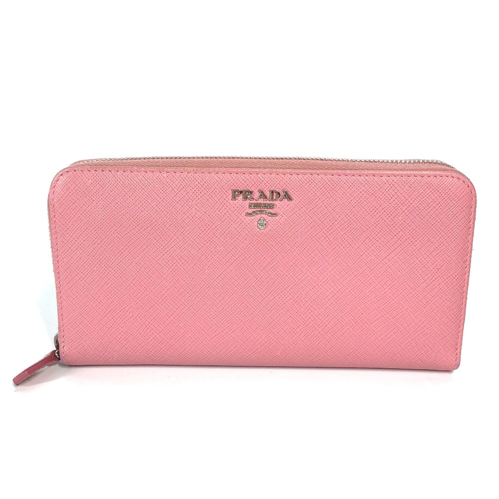プラダ PRADA ロゴ ロングウォレット ラウンドファスナー 長財布 サフィアーノレザ- ピンク