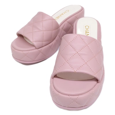 シャネル 新品同様 24P G45549 ココマーク マトラッセ レザーサンダル 38C