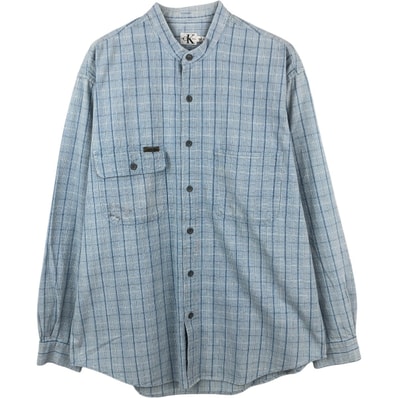 古着 90~00年代 カルバンクライン Calvin klein JEANS スタンドカラー 長袖 コットンチェックシャツ メンズL相当 ヴィンテージ/eaa665989