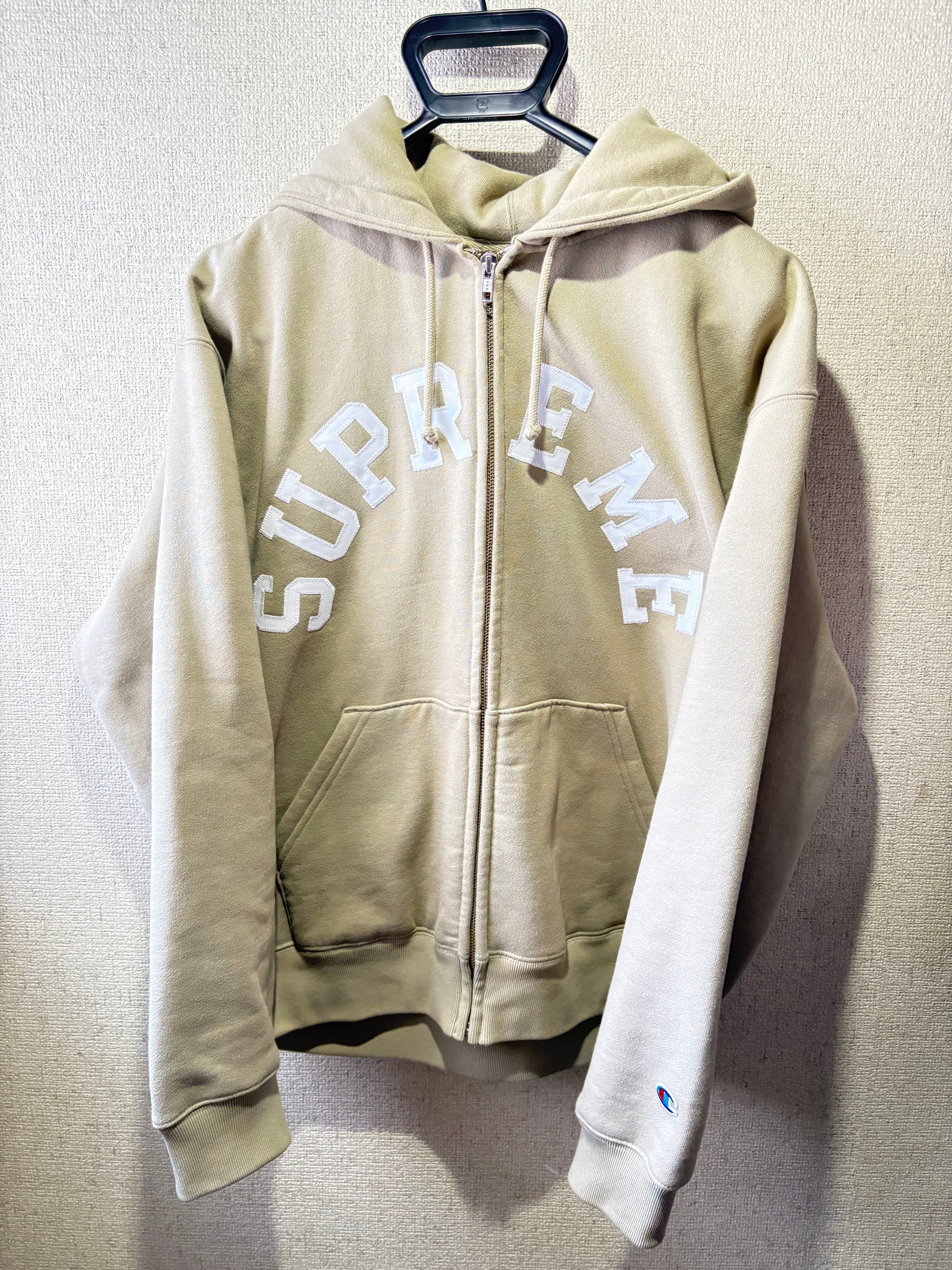 Supreme x Champion Zip Up Hooded Sweatshirt "Tan"