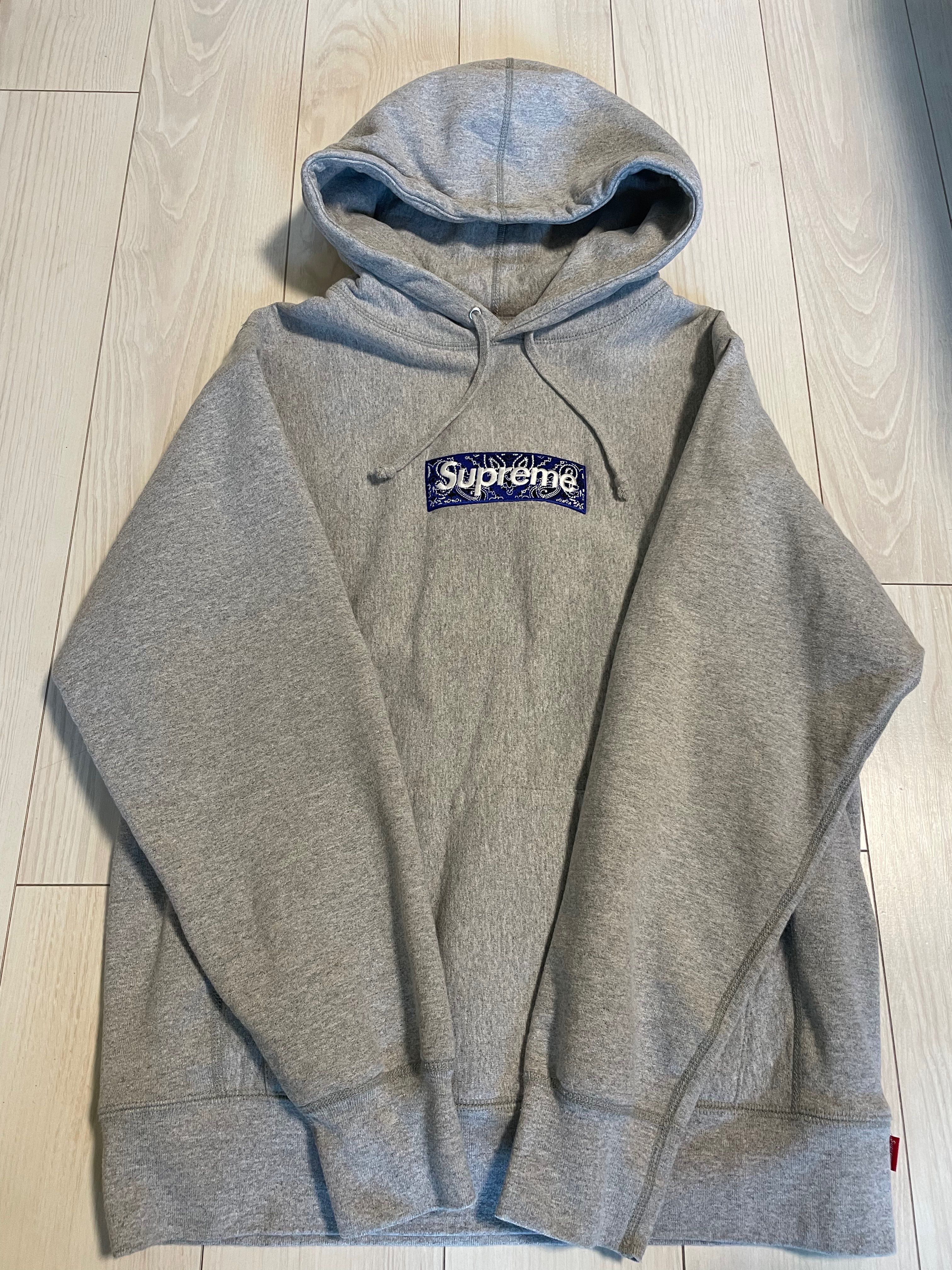 Supreme Bandana Box Logo Hooded Sweatshirt "Grey"
