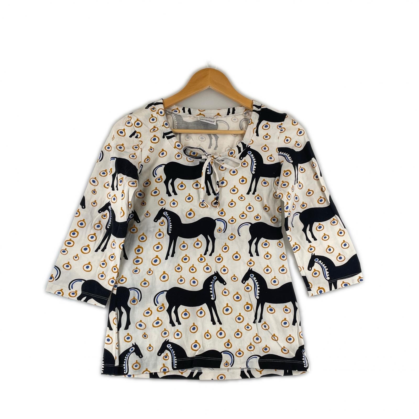 美品 marimekko マリメッコ その他総柄 秋冬 AW 七部丈Tシャツ コットン ホワイト レディース【古着】【中古】