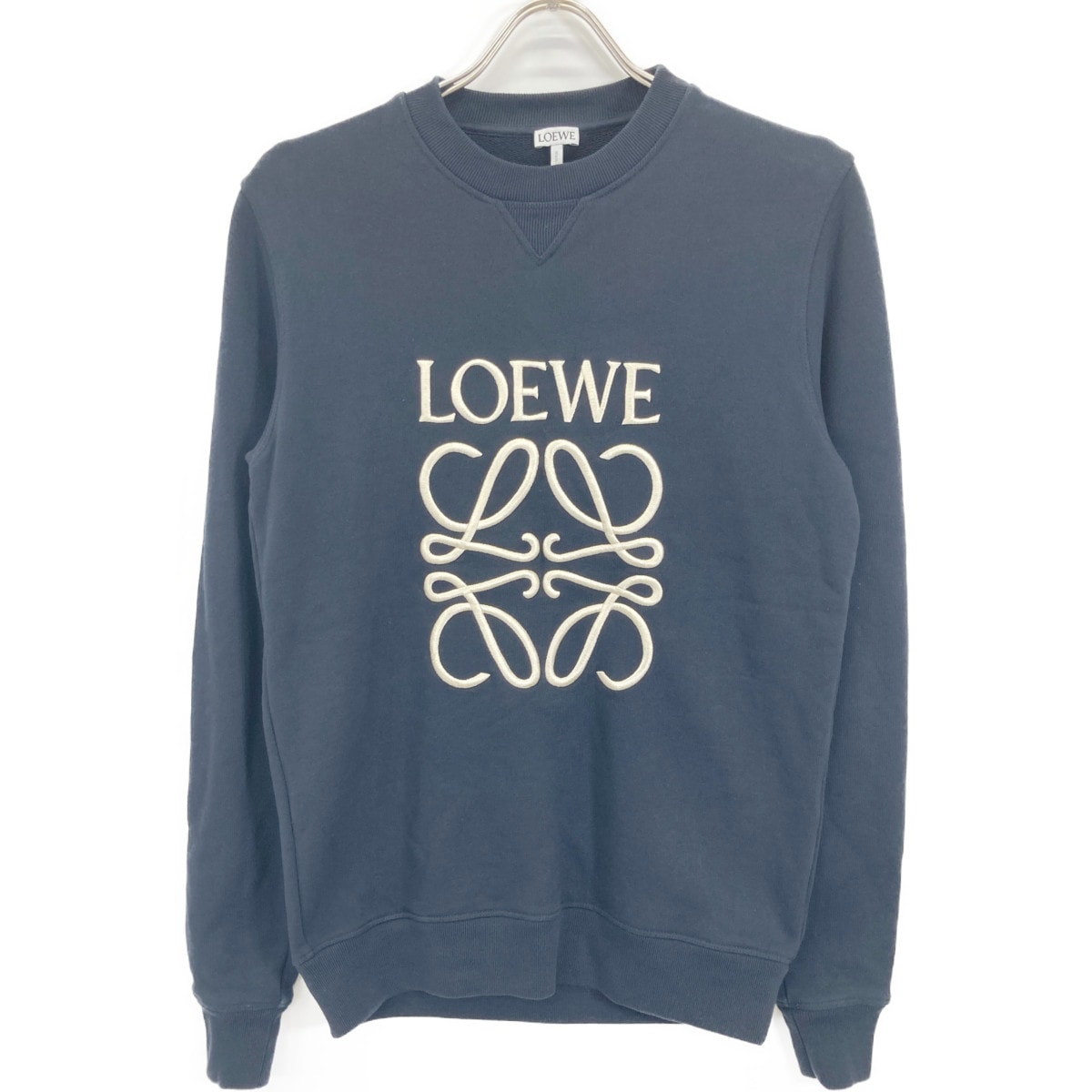 目立った傷や汚れなし】ロエベ ﾈｲﾋﾞｰ H526Y24J02 ｱﾅｸﾞﾗﾑ刺繍 ﾄﾚｰﾅｰ XS  