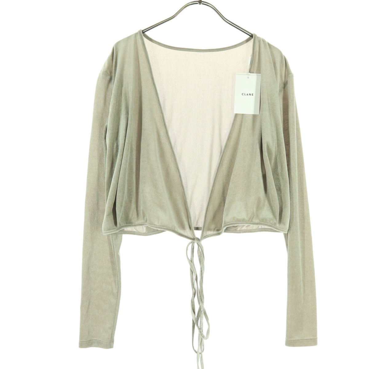 未使用 CLANE クラネ 長袖 ベロア カシュクール カーディガン グレー