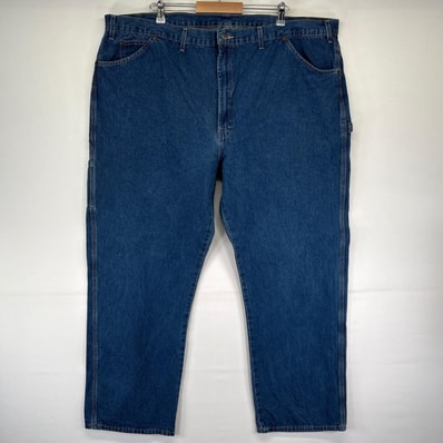 古着 ディッキーズ Dickies デニム パンツ ペインター ワーク 大きいサイズ ワンポイントロゴ W50L32 ブルー系 メンズ