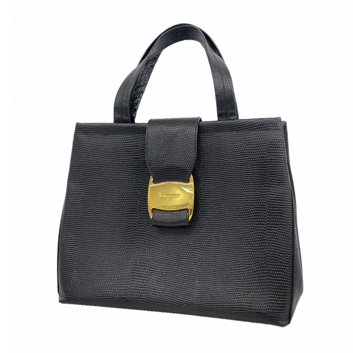 ★SALE【6gc3064】サルヴァトーレフェラガモ ハンドバッグ ヴァラ レザー ブラック ゴールド金具【中古】レディース