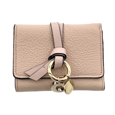 【値下げ】Chloe クロエ アルファベット ミニ トリフォールド ウォレット 財布 三つ折り財布 CHC21WP946 レザー ピンクベージュ レディース【中古】