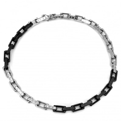 LOUIS VUITTON ルイヴィトン ネックレス モノグラムチェーン アクセサリー M00677 シルバー ブラック 黒 メンズ 約125.5g【中古品】