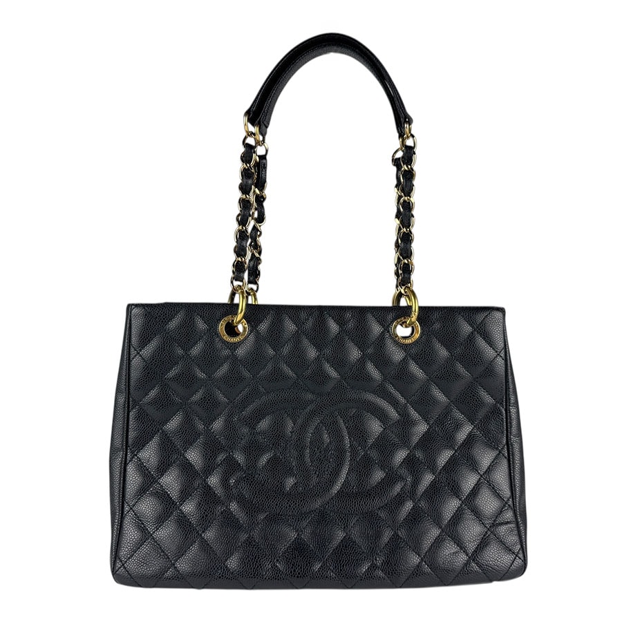 シャネル CHANEL ショルダーバッグ GST グランドショッピングトート キャビアスキンレザー ブラック レディース【中古】 z7380