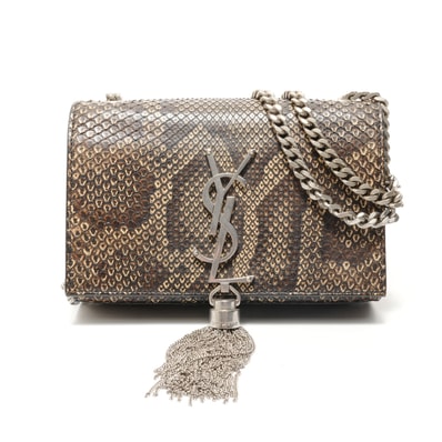イヴ・サンローラン YSL ケイト スモール YSLロゴ パイソン ショルダーバッグ【中古】